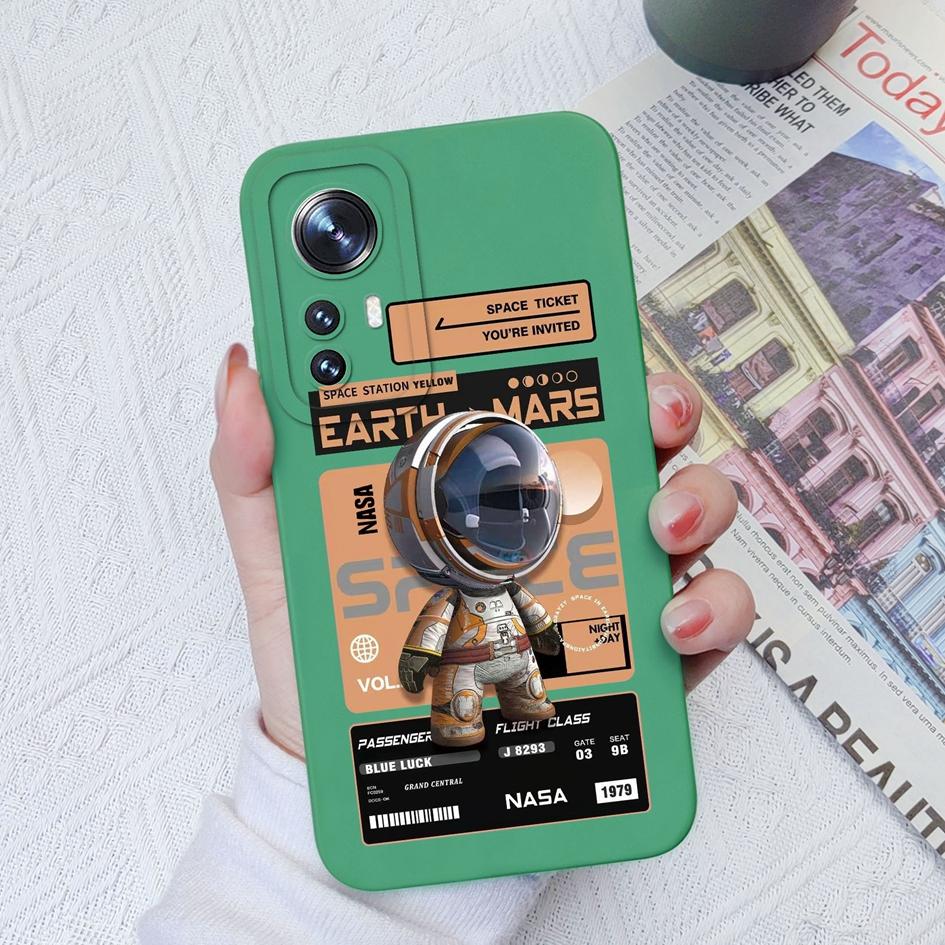 For Xiaomi 12T 12S Ultra 10T 11T 10 11 12 13 Lite 11X Pro Deksel Mote Astronaut Kamerabeskyttelse Firkantet Flytende Silikondeksel For Xiaomi Støtfanger
