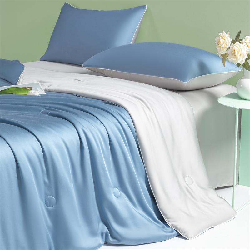 New washed ice silk embroidery double spell ice silk air conditioner quilt student dormitory machine washable summer cool quilt
