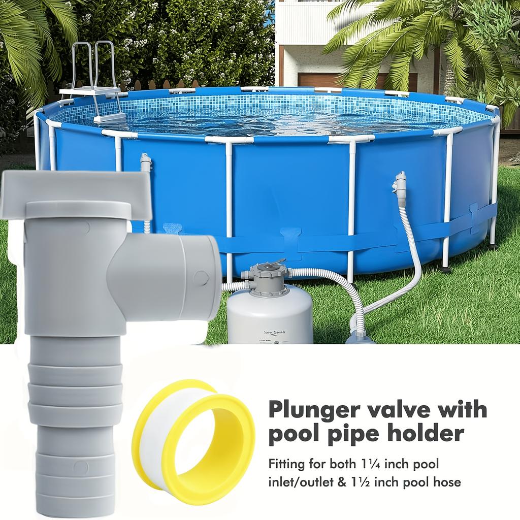 9-Piece Set (Includes 2 Valves, 6 Hose Clamps, 1 Roll Of Tape) Swimming Pool Accessories, Including A Stop Valve, Suitable For 32mm Hose Connections