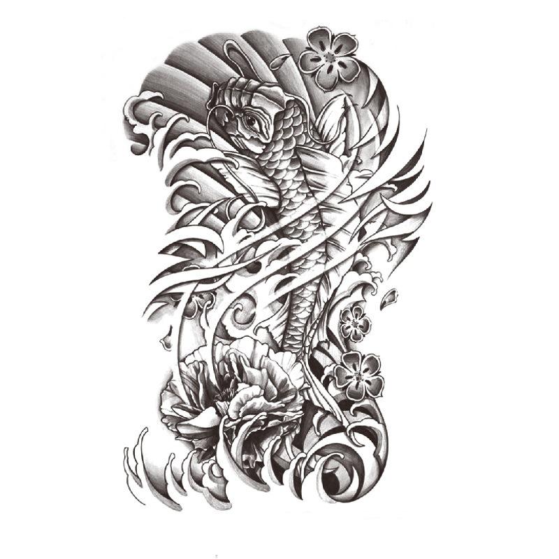 Татуировка наклейка Цветочная рука Половина руки Водонепроницаемая татуировка наклейка Благоприятное значение Татуировка в китайском стиле 148*210MM