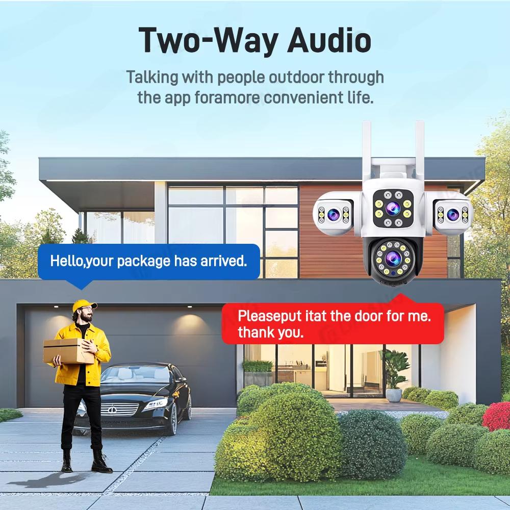 LS VISION Telecamera di Sorveglianza WiFi 6K Protezione di Sicurezza Triplo Schermo CCTV Tracciamento Automatico Impermeabile Yoosee PTZ IP Camera Esterno 12MP HD