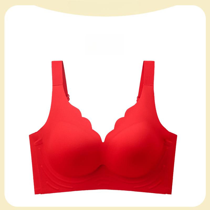 Underwear Women's Thin Latex Sexy Push Up Bra Without Steel Hoop Adjustable Anti Sagging Large Size Bra