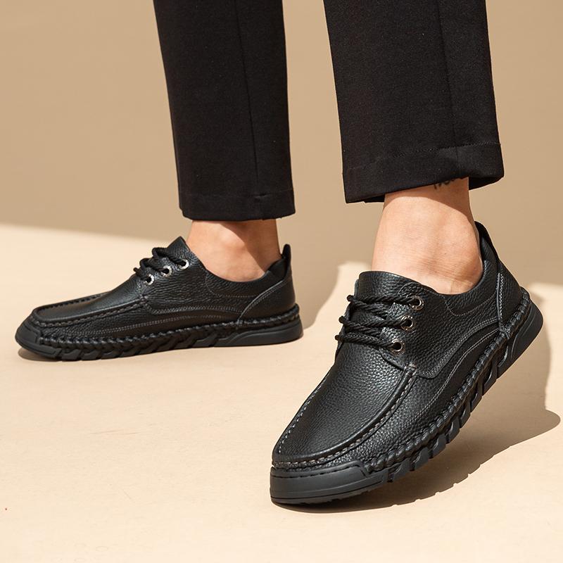 Fashion Lace-Up Male Dress Shoes All-match Men's Office Footwear Classic New Men Shoes for Wedding Genuine Leather Men Walking Shoes