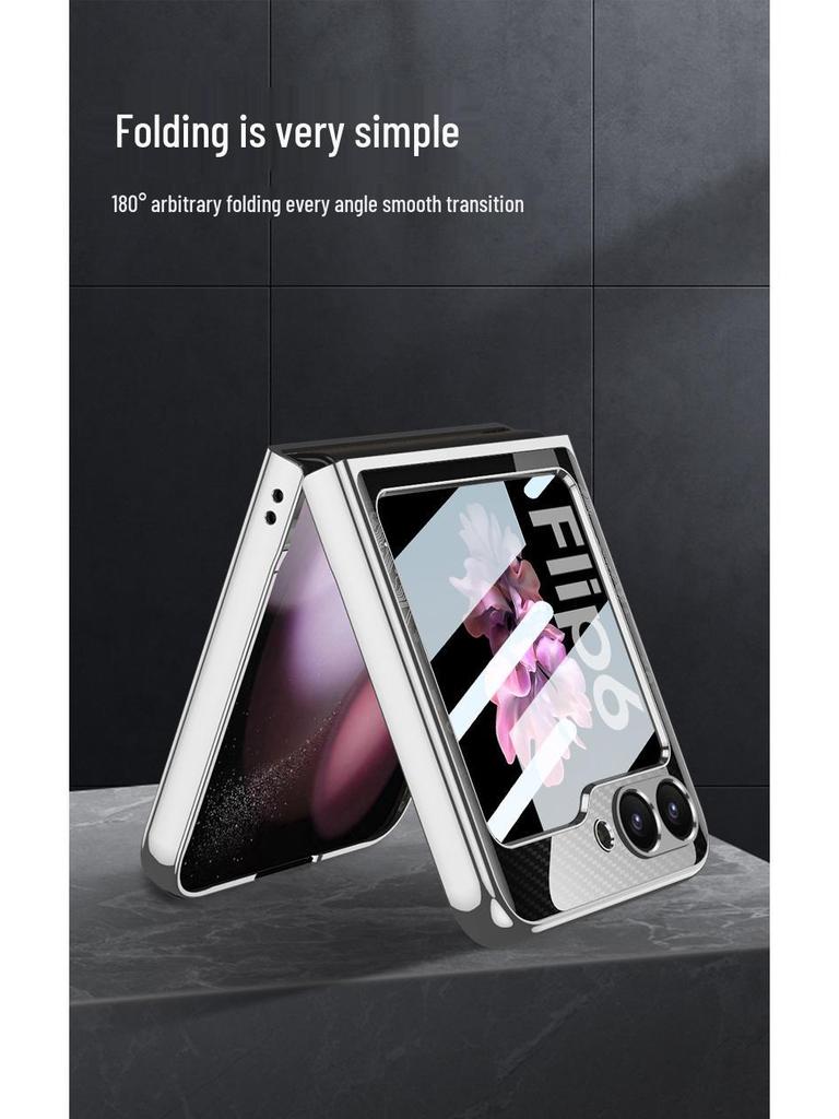 Samsung Z Flip6 Foldable Phone Case: Lightweight Glass Electroplating PC Hard Shell with Bare Metal Feel by GKK