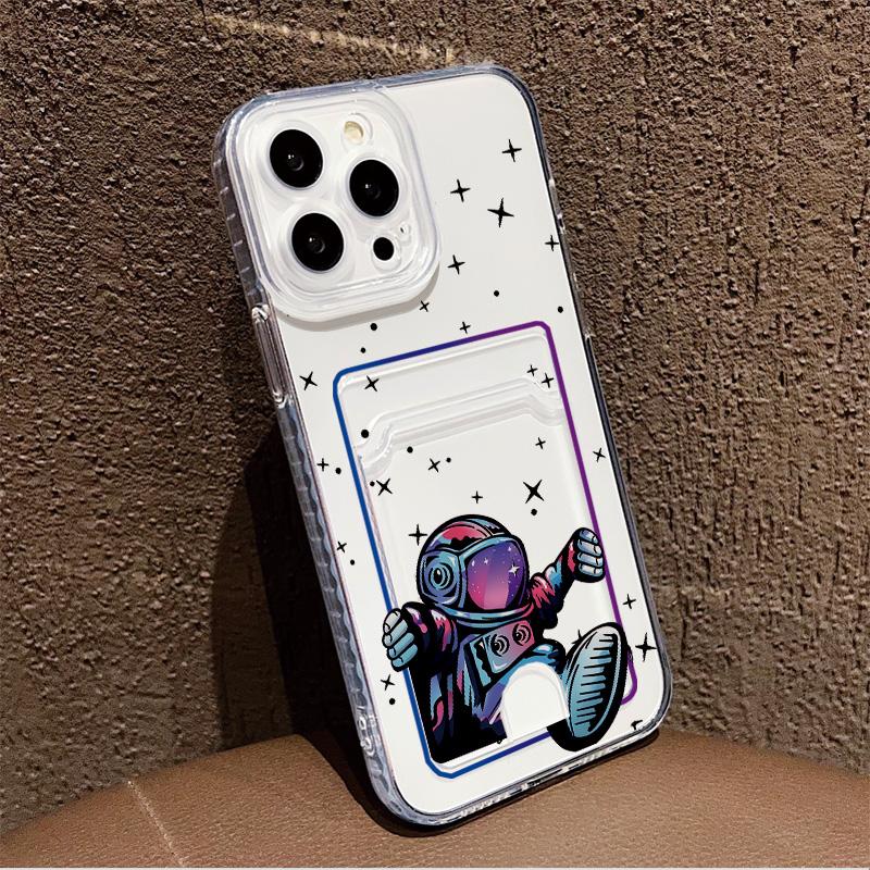 Card Slot Holder Silicone Wallet Pocket Case For Xiaomi Redmi Note 13 12 14 Pro Oppo Reno 10 14F 13F 12F iPhone 17 Air 16 14 Cover Clear Phone Bumper