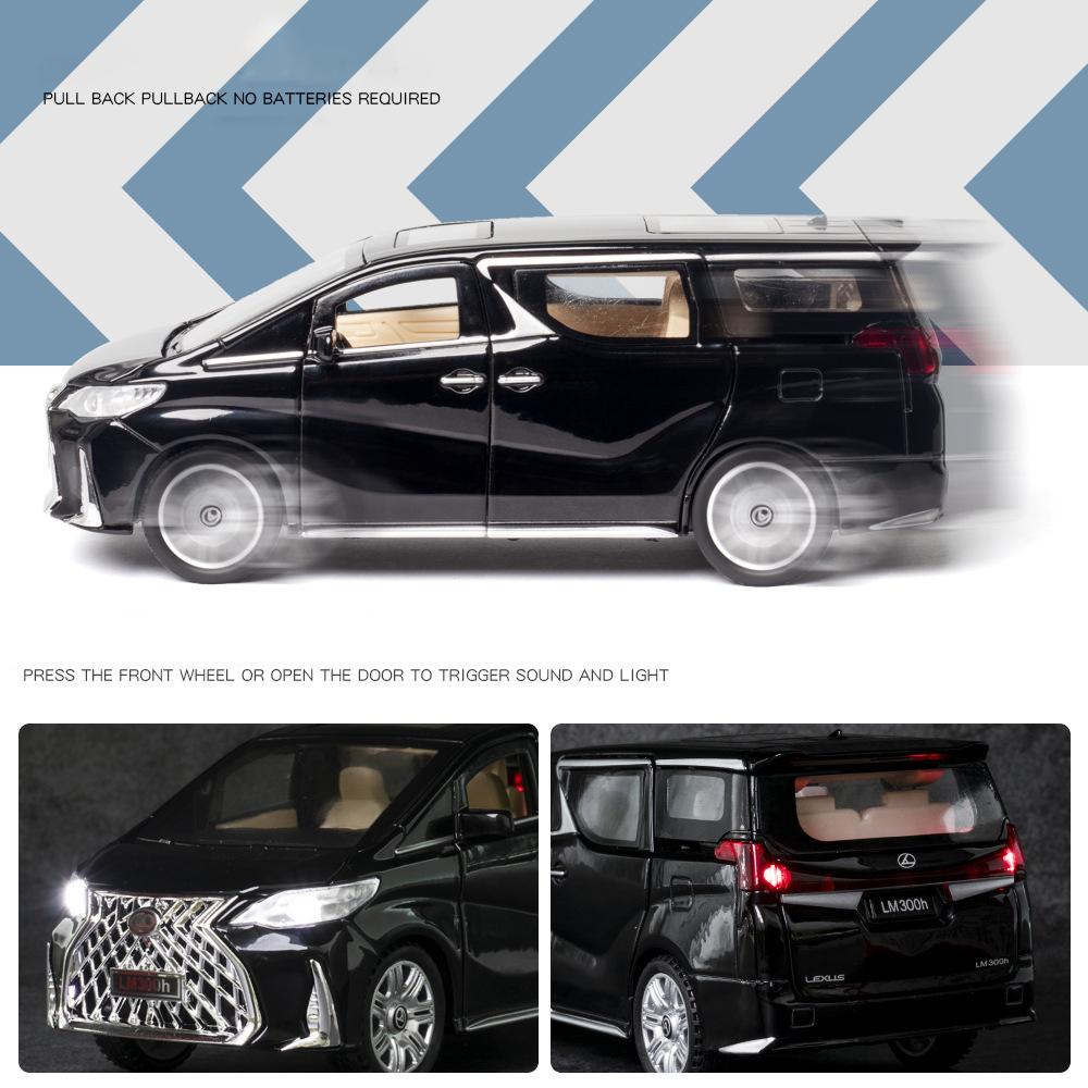 1:32 Scale Lexus LM300H Alloy Pull Back Metal Vehicle, Diecast Car Toy with Sound and Light, Door Can Be Opened Collection For Gifts Doll
