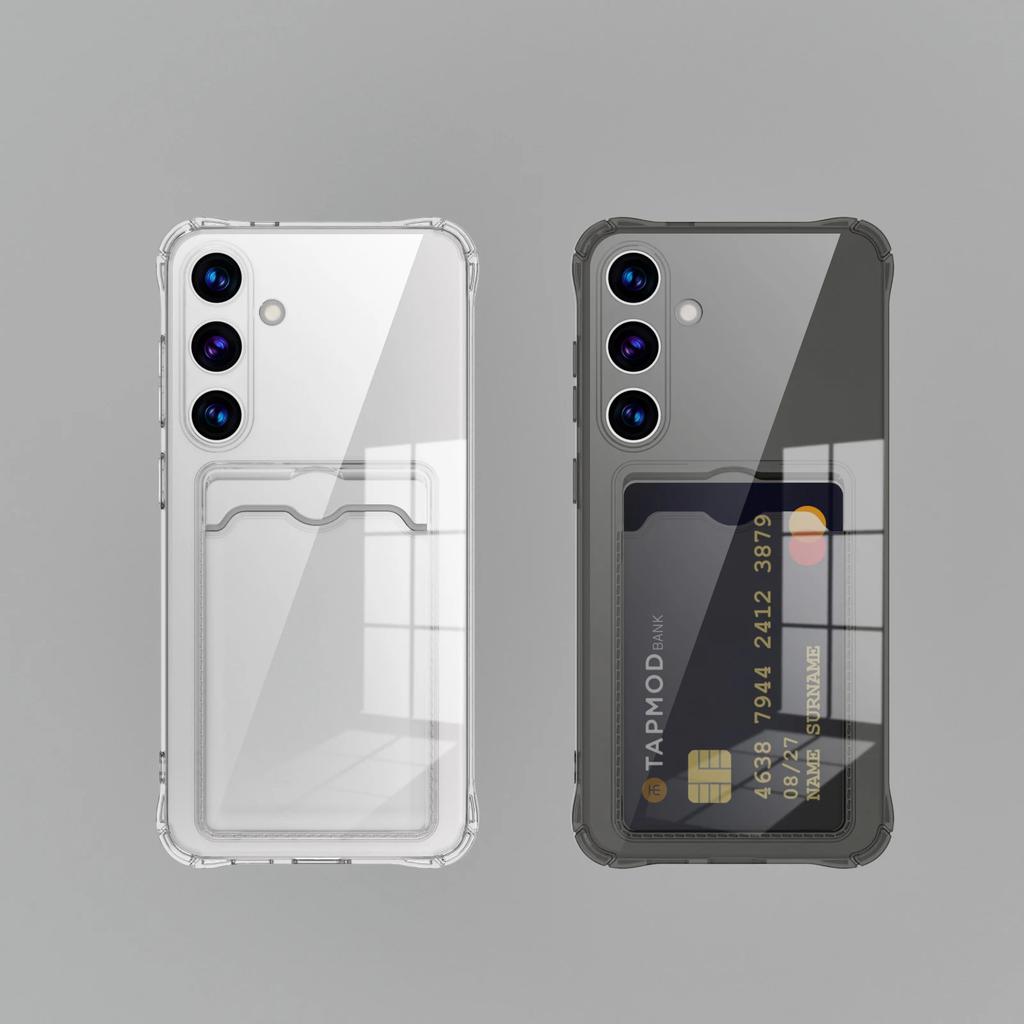 Card Slot Shockproof TPU Phone Case For Samsung Galaxy S25 S24 S23 S22 Ultra S21 Plus S20 FE S25 Edge Clear Case