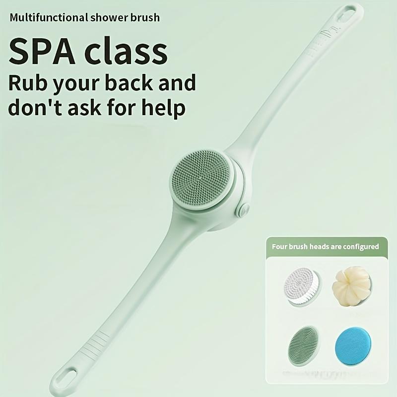 Four In One Electric Silicone Double Handle Bath Brush, with Long Handle Electric Back To Back Shower Brush, Body Dual Handle Washer