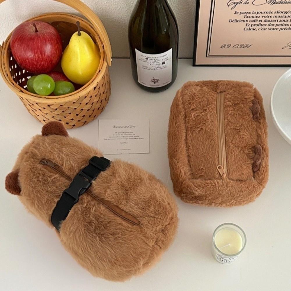 Rectangle Paper Roll Holder Plush Carpybra Roll Storage Holder Funny Tissue Basket  Decoration