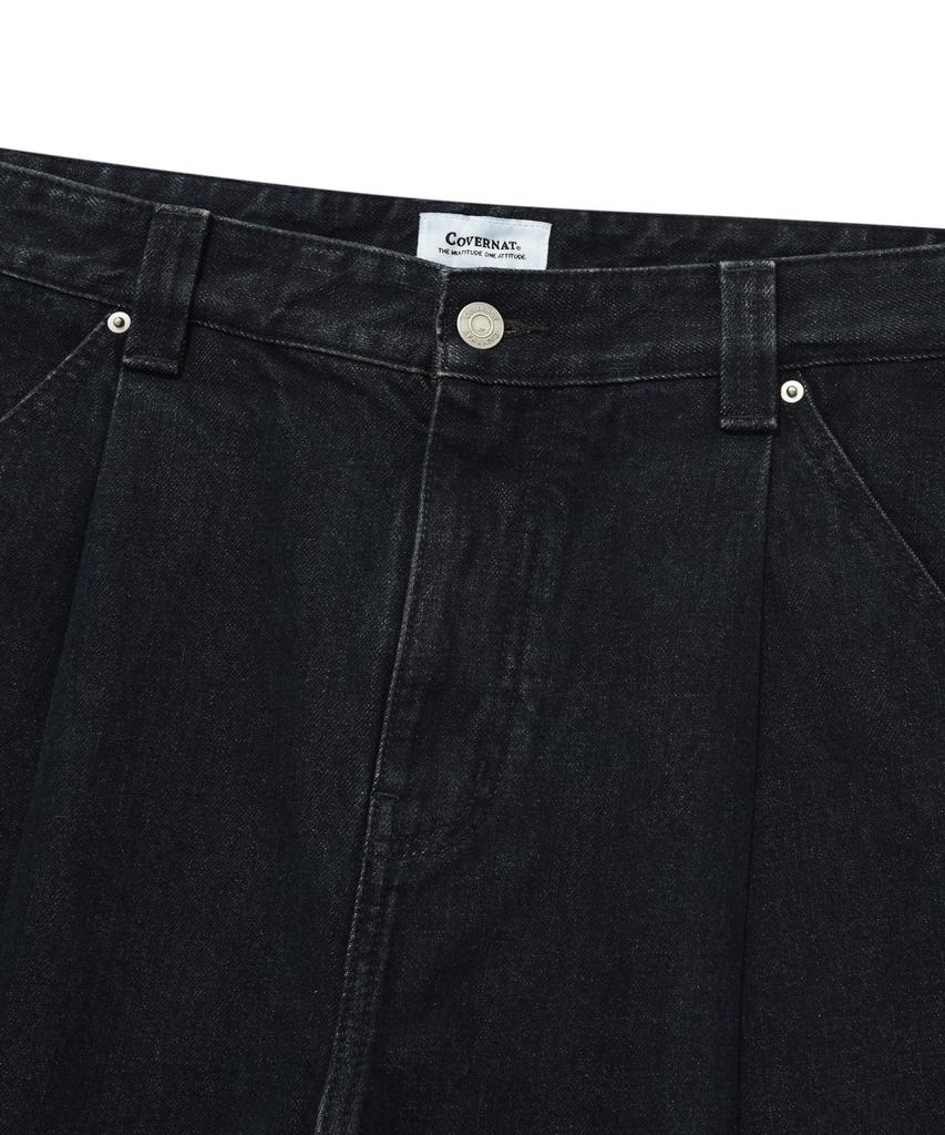 COVERNAT Denim One-Pleat Wide Pants Navy