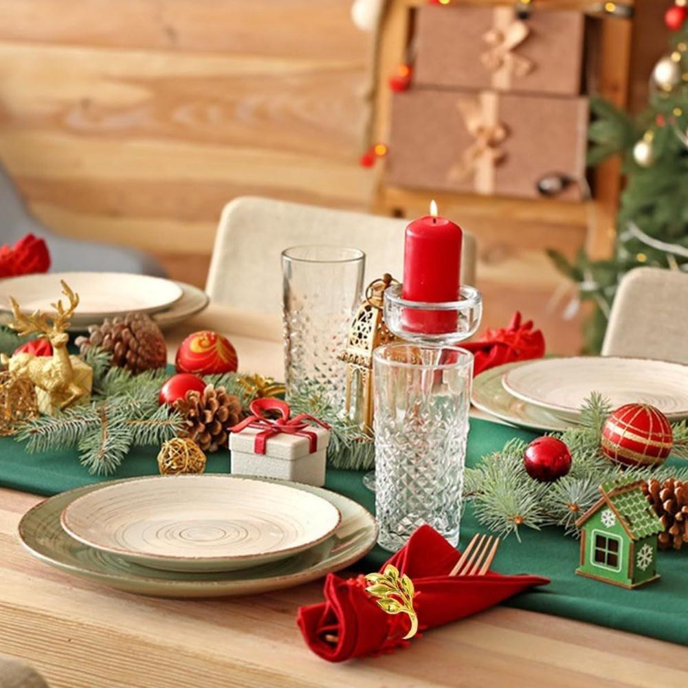 20 Metal Napkin Rings with Leaf Pattern for Table Decoration Napkin Holders Suitable for Weddings For Dinner Parties and Events