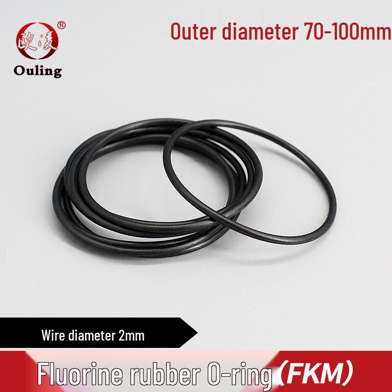 Oil & Corrosion Resistant Black FKM O-ring, OD 70-100mm, 2mm Thickness 70*2mm (1 piece)
