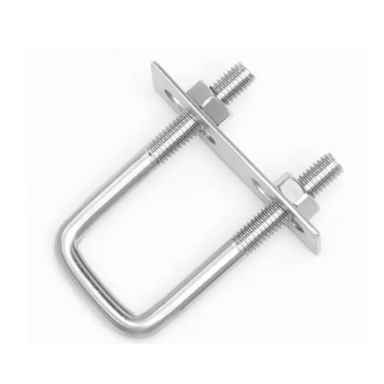 304 Stainless Steel U-Shaped Square Card Clamp Set with M6 Screw Bolt, Right Angle Design, In Stock