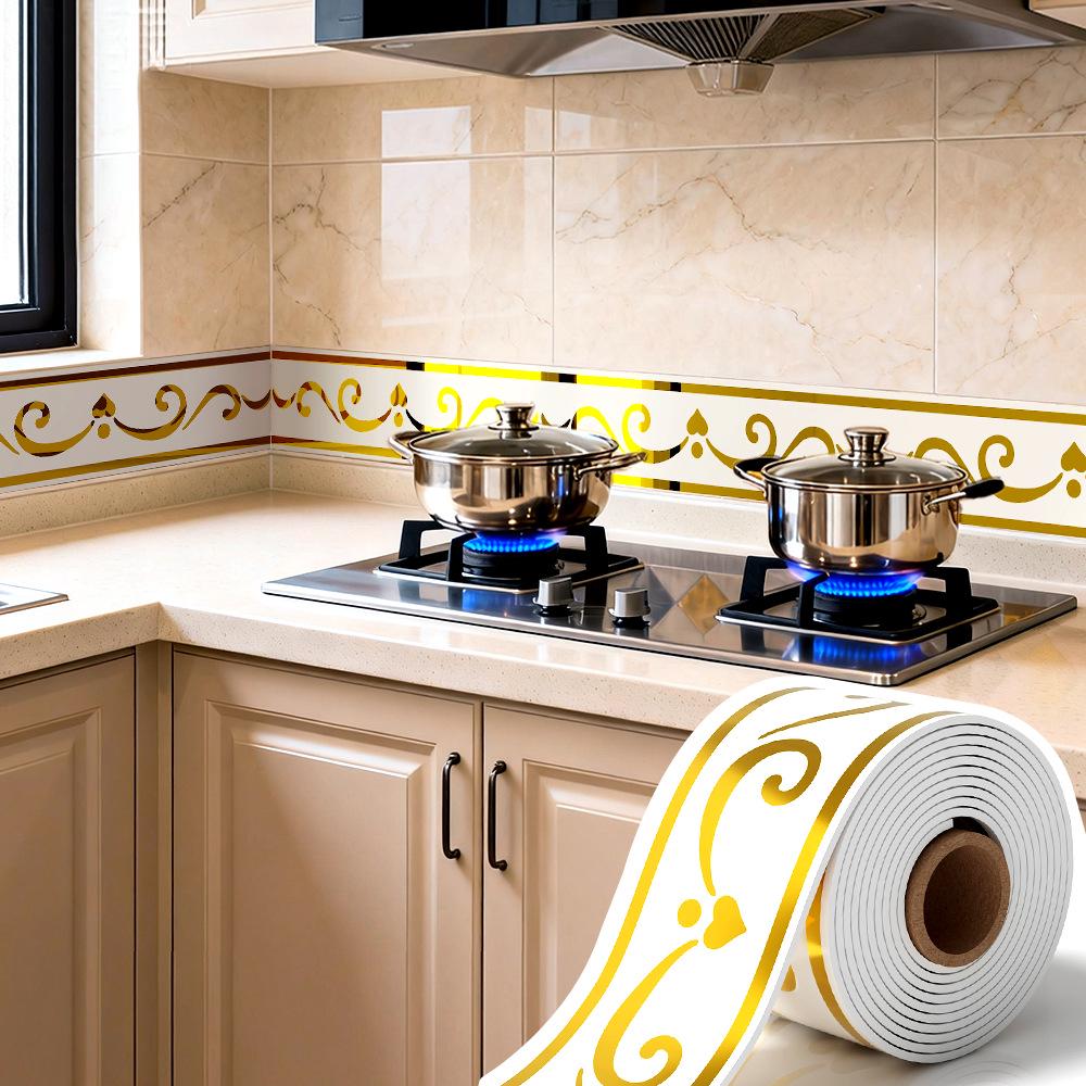 Thickened Waterproof PVC Self-Adhesive Tile-Look Baseboard Sticker