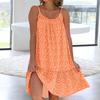 U Yaka Kolsuz Mini Elbise Pileli Fırfır Etek Gevşek Fit Backless İnce Çiçek Baskı Sling Bayan Plaj Elbisesi Günlük Giysi