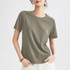 Summer Women's White Mercerized Cotton T-Shirt Stitching Round Neck Basic Top Plus Size Slim Fit Layered Casual Blouse