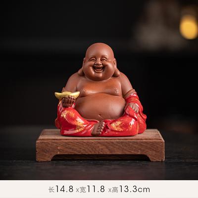 Chinesischer Zen Lila Ton Glück Großer Bauch Maitreya Buddha Lächelnd Wohnzimmer Büro Veranda Desktop FENG SHUI Statue Dekoration