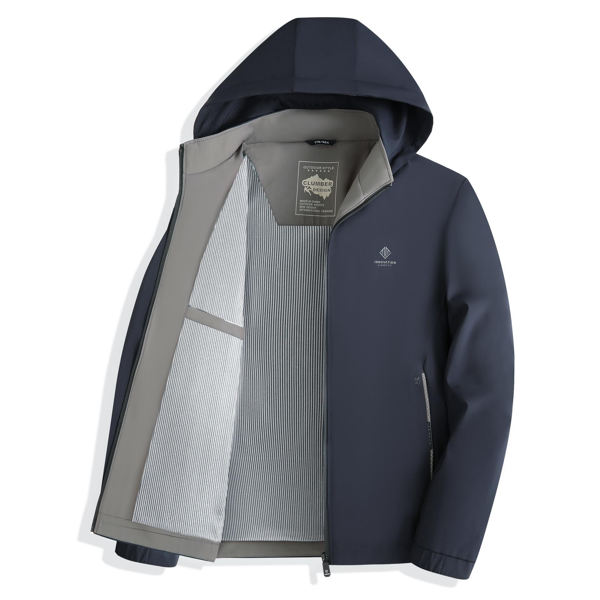 

New Men s Jacket Spring and Autumn New Hooded Casual Versatile Jacket Trendy and Fashionable M синій