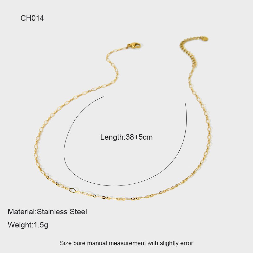 Simple Electroplated 18K Gold Stainless Steel Basic Necklace Color Retention Waterproof DIY Versatile Chain Accessories