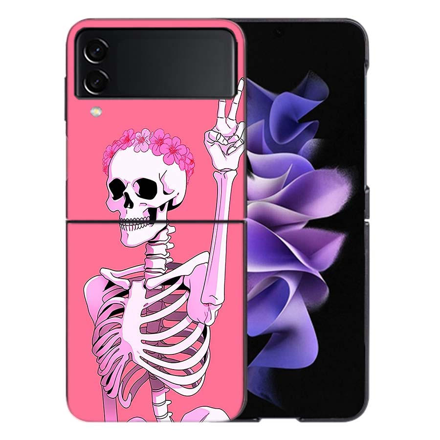 A Funny Skeleton Skull Coque For Samsung Z Flip7 6 Galaxy Case Shockproof Z Flip5 Z Flip3 4 5G Hard Cover Phone TPU PC Hard Fun