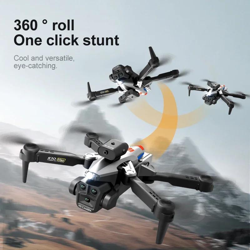 K10 MAX Rc Drone 8K Professional Wide Angle Triple HD Camera Foldable Helicopter Obstacle Avoidance Height Helicopters Toy Gifts