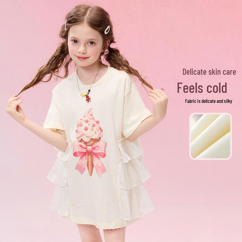 Princess Yuanyuan 100% Cotton Girls' Cartoon Short-Sleeved T-Shirt