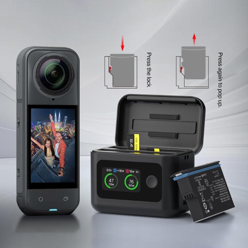 2 Slot Battery Fast Charging Dock For 360 X5 With LCD Screen Display And 27W Output Battery Charging Box