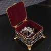 Mini Square Shape Jewelry Storage Box Necklace Organizer,Large Size Inlaid Gem Alloy Ring Storage Jar Unique Gift for Family