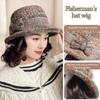 Autumn Winter With Curly Hair Fisherman Hat With Wig Attached Wig Bowknot Wig Bucket Hat Casual Warm Fisherman Cap Women
