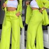 Women's Two Piece Blazer Set Lapel Jacket Wide Leg Pants Elegant Office Suit Outfit