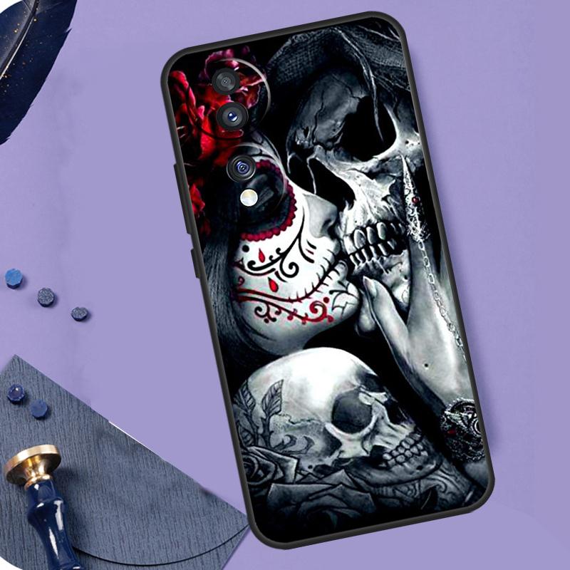

Catrina Beautiful Rose Girl Skull Case For Honor X8b X9b X9a X8a X7a X6a X7 X8 X9 Cover For Honor Magic 6 5 Pro 50 70 90 Lite Honor 90 Lite