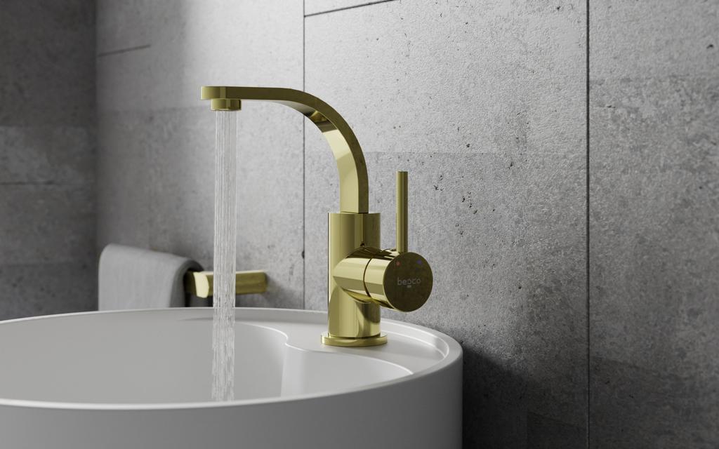 ILLUSION II Light Gold Low Washbasin Tap Besco