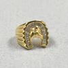 316L Stainless Steel Gold Color Jockey Club Horseshoe Men's Ring with Rhinestone Horse High Quality