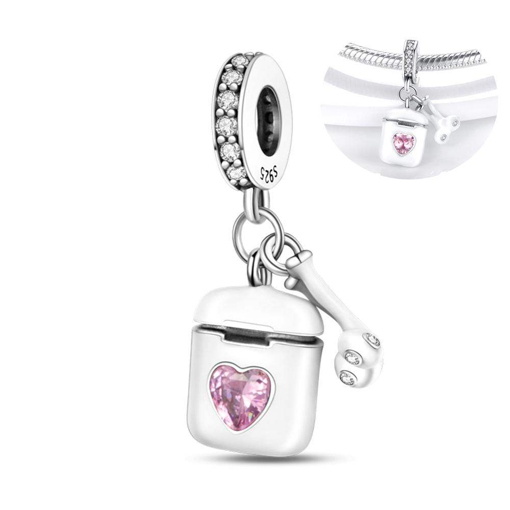 Copper Charms Pink Butterfly Perfume Beads Fit Original Bangle Charm Bracelet Fine Diy Women Jewelry Gift