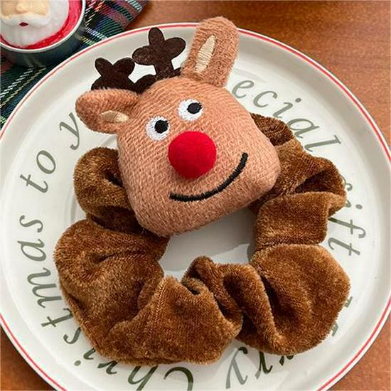 Rentier Plüsch Scrunchie: Niedliches, Hochelastisches Haargummi für Frauen - Herbst/Winter Stirnband-Accessoire