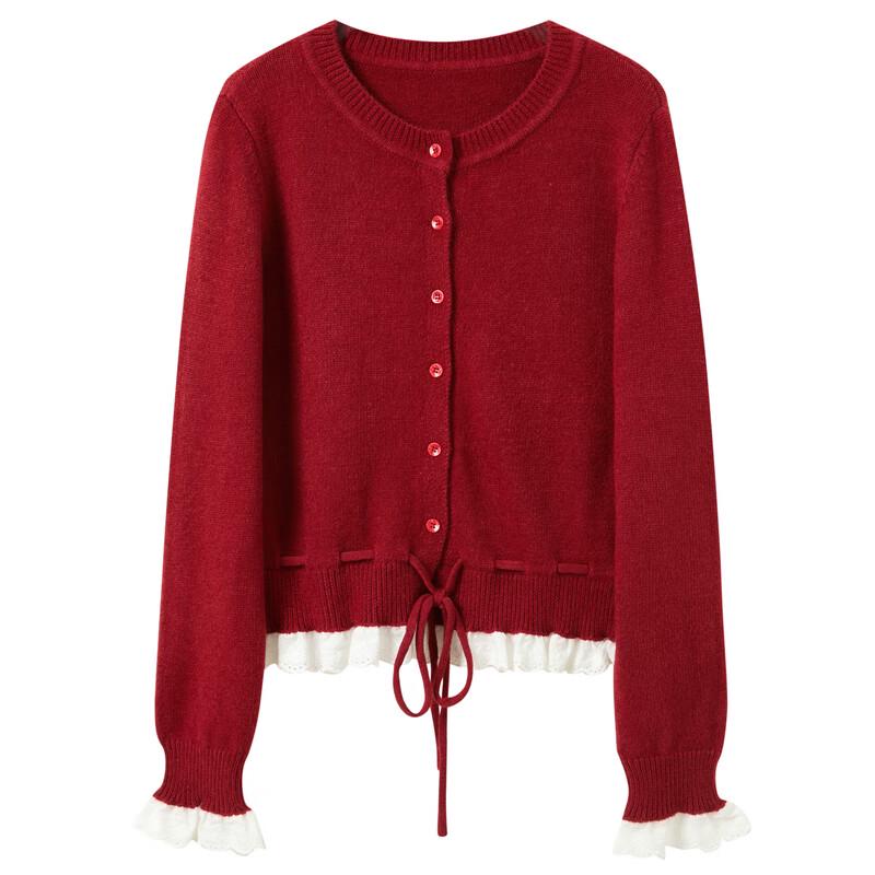 Sancai Plus Size Winter Knit Cardigan Sweater with Contrast Lace