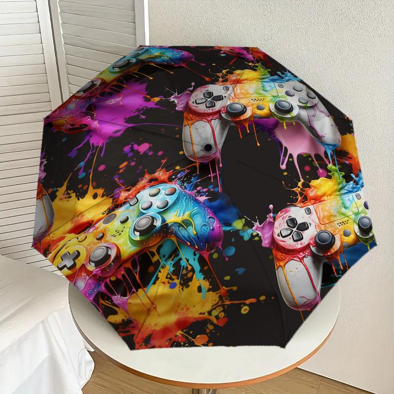 1pc Gamer Splash Pattern Umbrella Design Automatic Opening and Closing Umbrella, High-quality Travel Umbrella,  C1128237