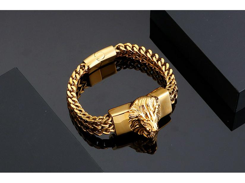 New Men's Retro Lion Head Stainless Steel Bracelet