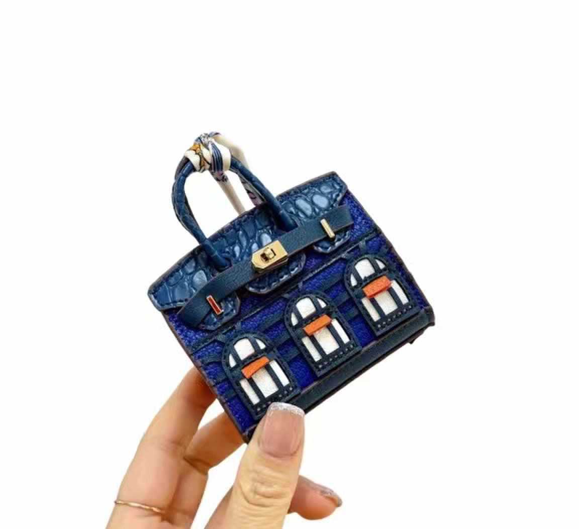 

H Home New Mini Подвеска Маленький Дом Платиновая Сумка Креативная Милая Помада Сумка Наушники Charter Key Сумка 8x4x9 синий