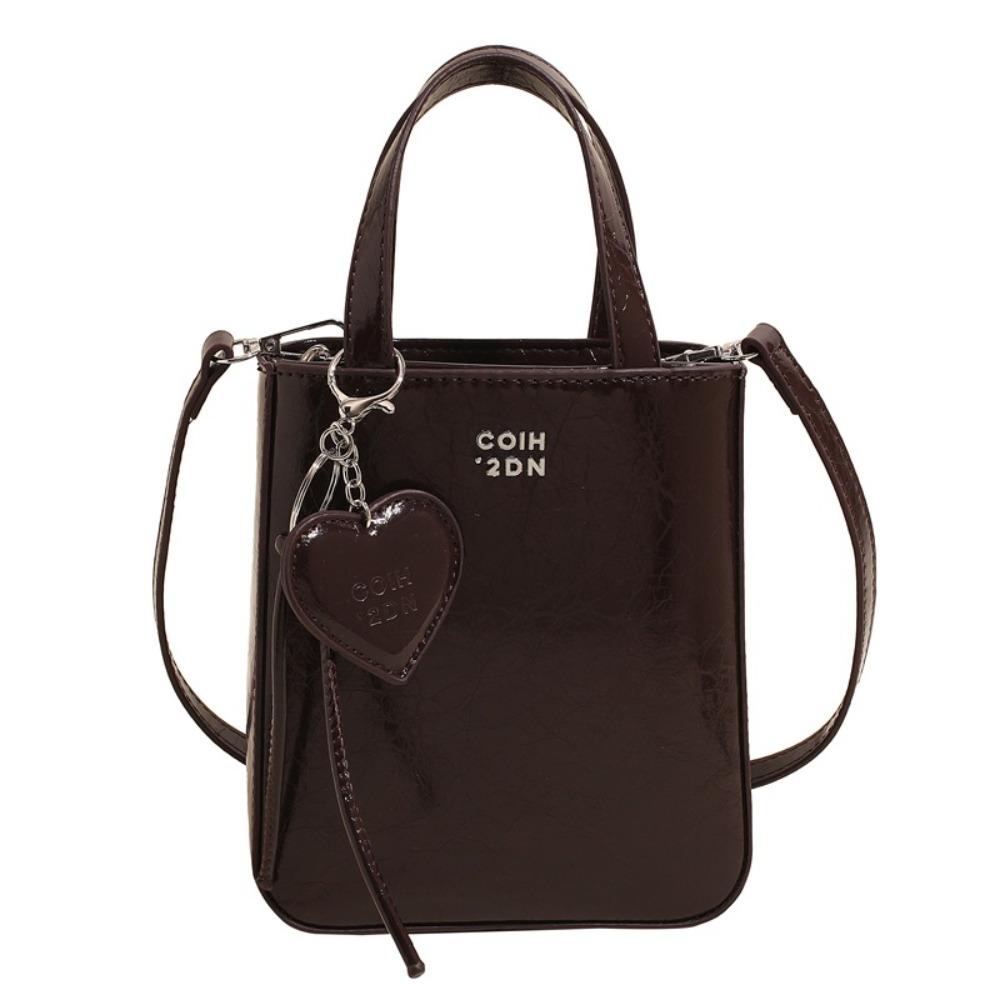 

Трендовая плечевая сумка из искусственной кожи с подвеской-брелоком в виде сердца, универсальные сумки кроссбоди, высококачественные шикарные сумки для женщин кофейный