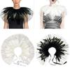 Women's Feather Double Layer Mesh Shrug Capes Shawl False Collar Witch Cosplay Costumes for Halloween Carnivals Party