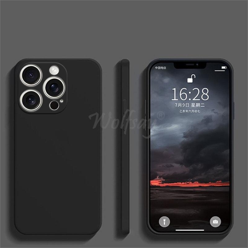 For iPhone 16 Pro Max Case Liquid Silicone Original Plain Rubber TPU Protect Case For iPhone 16 15 Pro Max Cover TPU Shockproof
