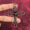Faceted Kashmir Ruby Pendant Copper Wire Wrapped Pendant Handmade Jewelry Cross Pendant Gifts For Him Gemstone Pendant Unique Copper Jewelry