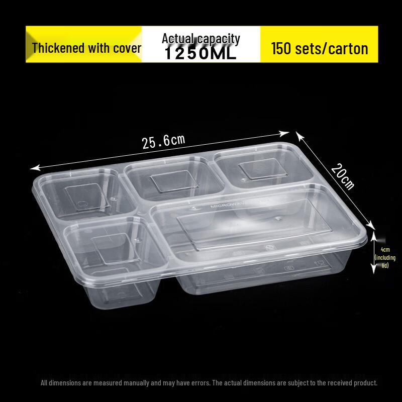 CMAOS Disposable 5-Compartment Takeaway Meal Boxes with Lids