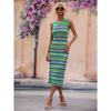 Women's Summer New Slim Fit Patchwork Jumper Fashion Striped Knitted Long Dress