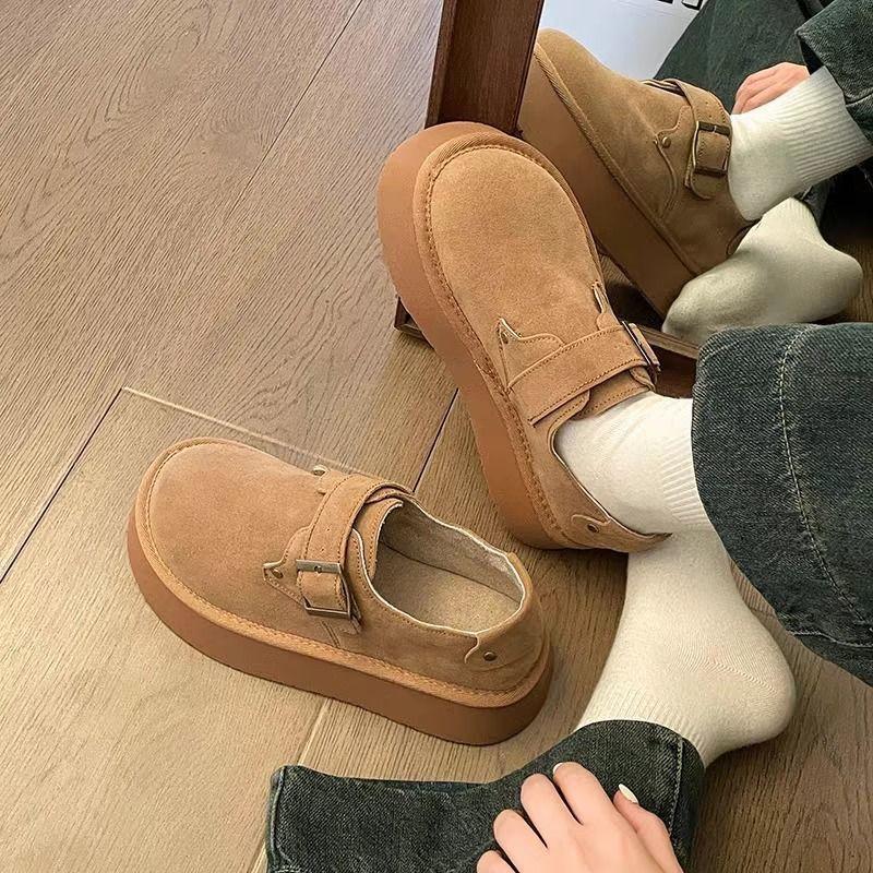 Retro shoes women's spring and summer new one-pedal shoes with thick soles to increase student soft soles