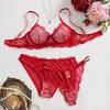European & American Sexy Lace Underwire Push-up Bra & Thong Lingerie Set