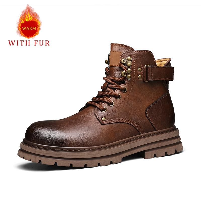 Fashion Autumn and winter men's boots New Fashion Designer Style Street walking outdoor motorcycle Daily office Genuine leather shoes