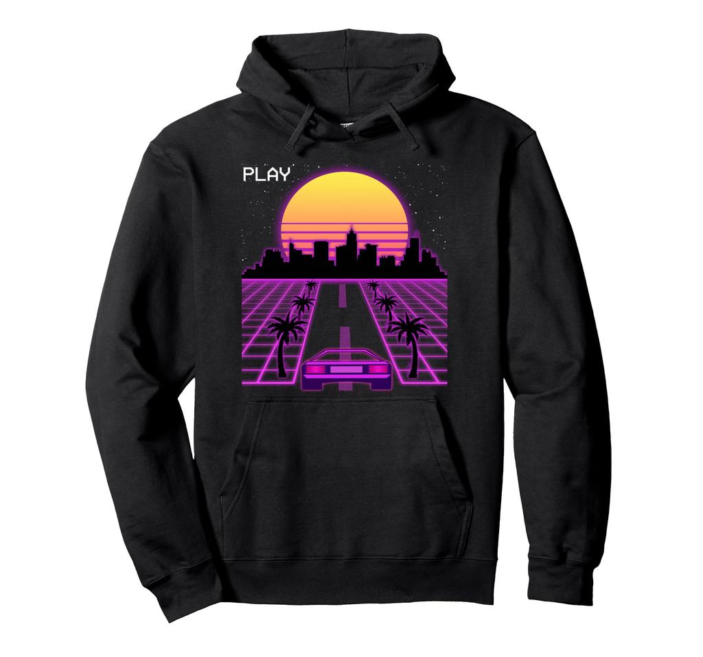 Vaporwave Sunset Synthwave Cyberpunk OutRun 80s Men's and Women's Hoodie