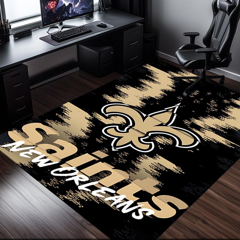 Orleans Saints Logo Rug Office Carpet Non-Slip Mat, Chair Rug Floor Covering for Gaming, Bedroom, Living Room , Home Decor Christmas Gift